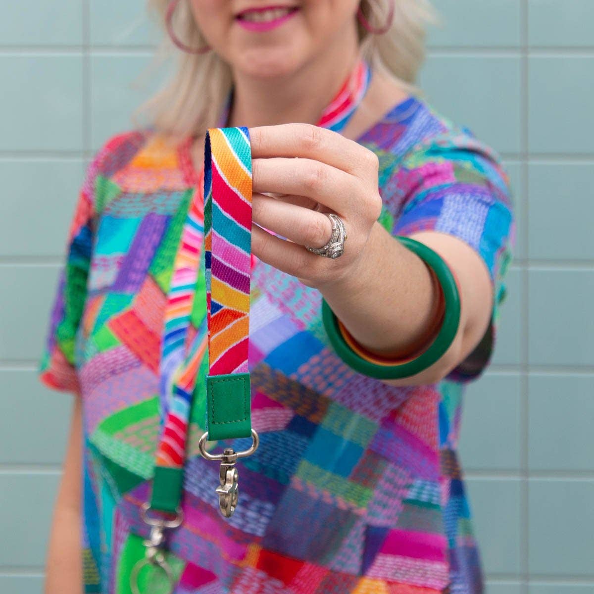 RO x Lordy Dordie Rainbows Wrist Lanyard: Navy