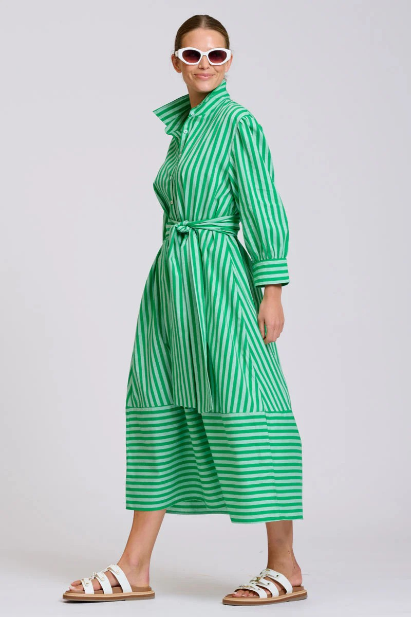 Shirty Martha Oversized Shirt Dress - Double Green Stripe