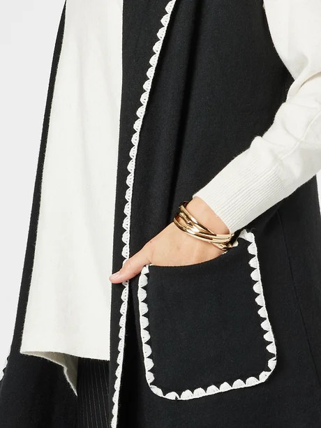 Threadz Cosy Contrast Detail Hooded Vest Black