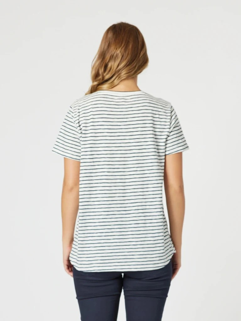 Threadz Tonic Stripe Tee - Navy/White