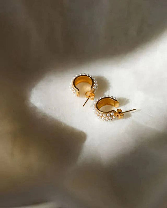 Greenwood Designs Vivienne Multi Pearl Studded Hoop Earrings