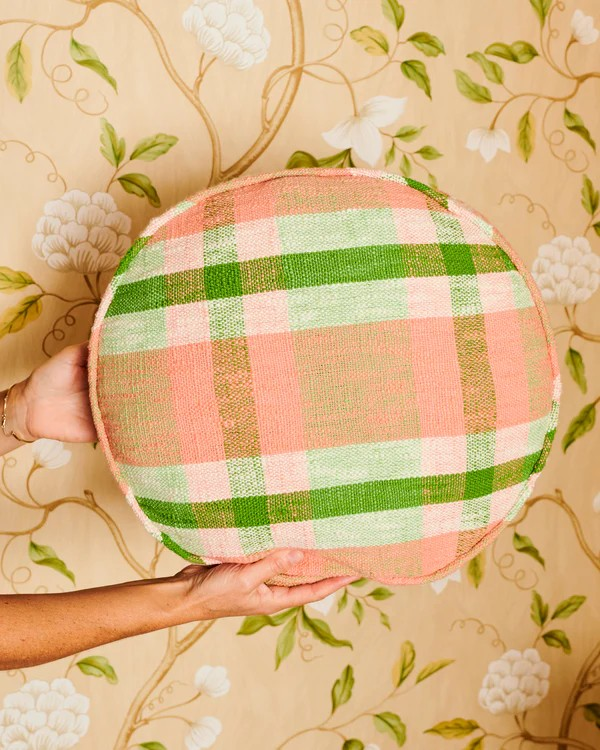 Kip and Co Pistachio Tartan Woven Pea Cushion