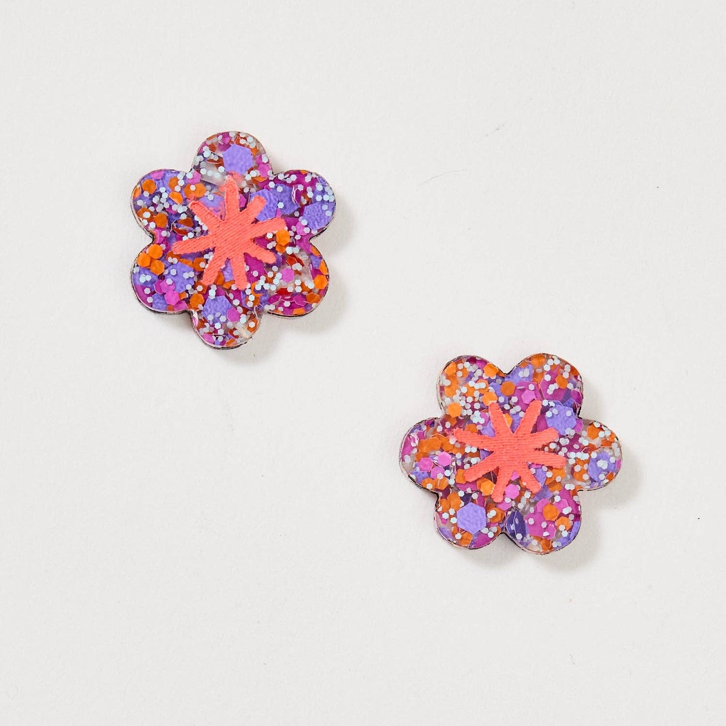 Aster Stud Earrings - Purple Orange