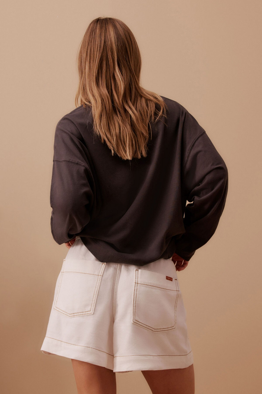 Ceres Life Darcy Relaxed Everyday Shorts - Ecru Twill