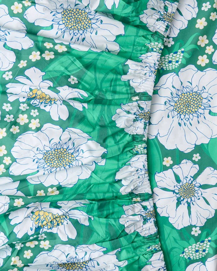 Kip and Co Tumbling Flowers Green Organic Cotton