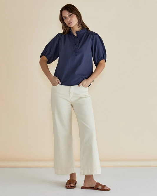 Betty Basics Willow Wide Leg Jeans Off White
