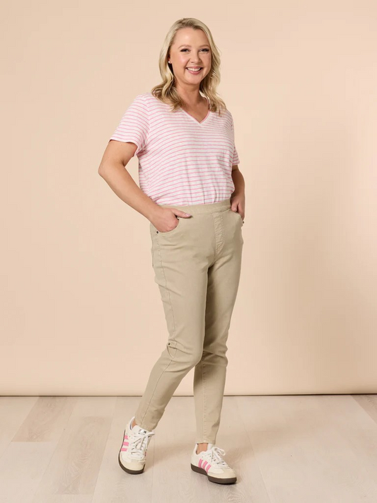 Threadz Tonic Stripe Tee - Pink/White