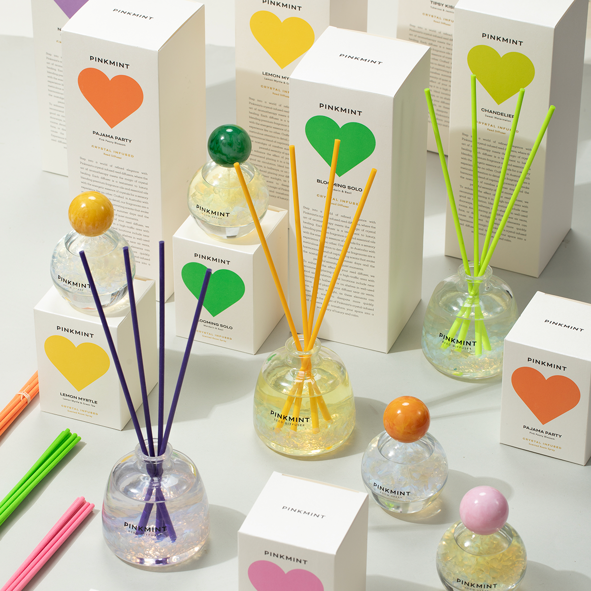 Pinkmint Lemon Myrtle Reed Diffuser Crystal Infused