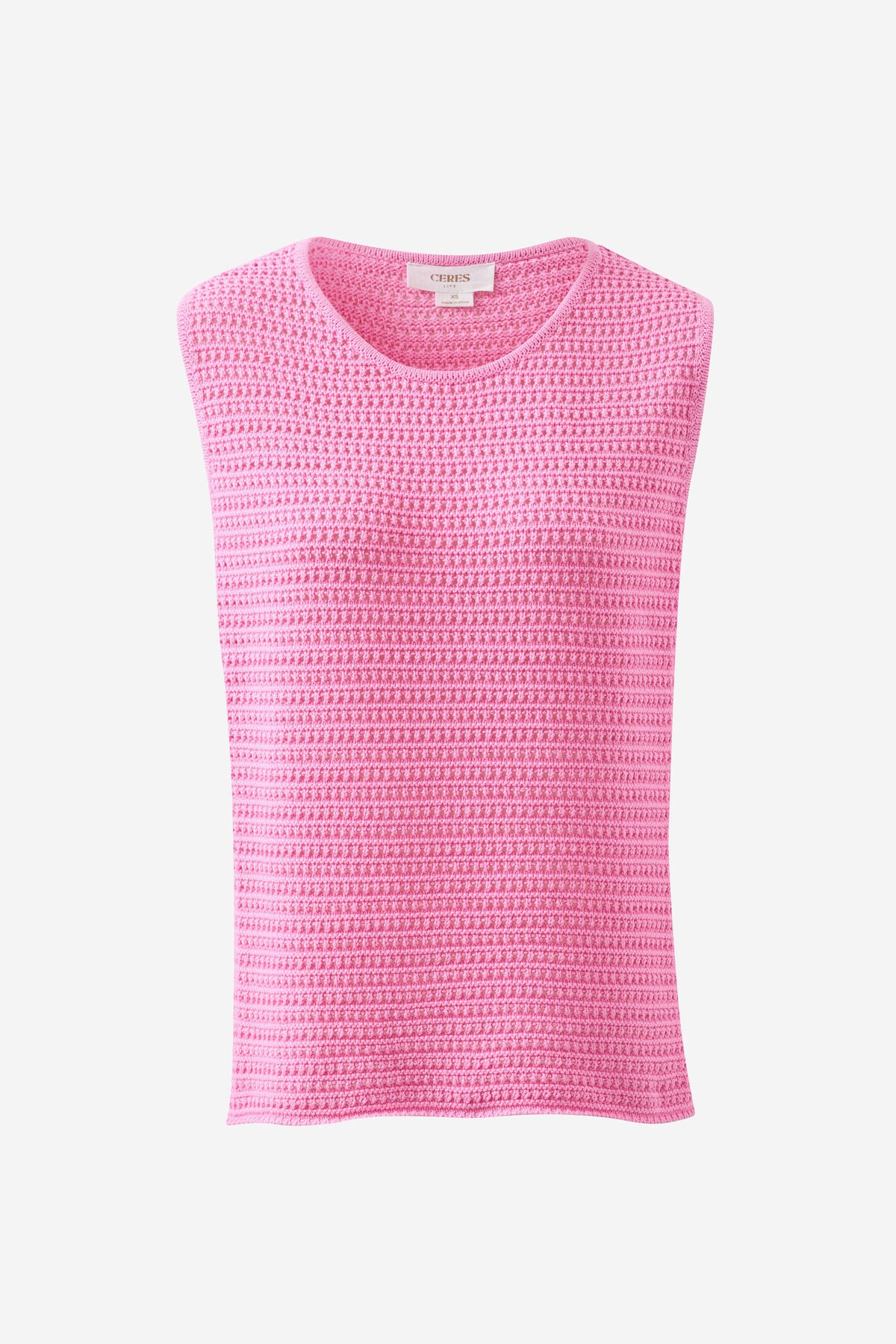 Ceres Life Margot Mesh Knit Tank - Hibiscus Pink