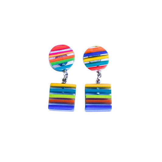 Chromatic Striped Drop Earrings: BLUEMIX