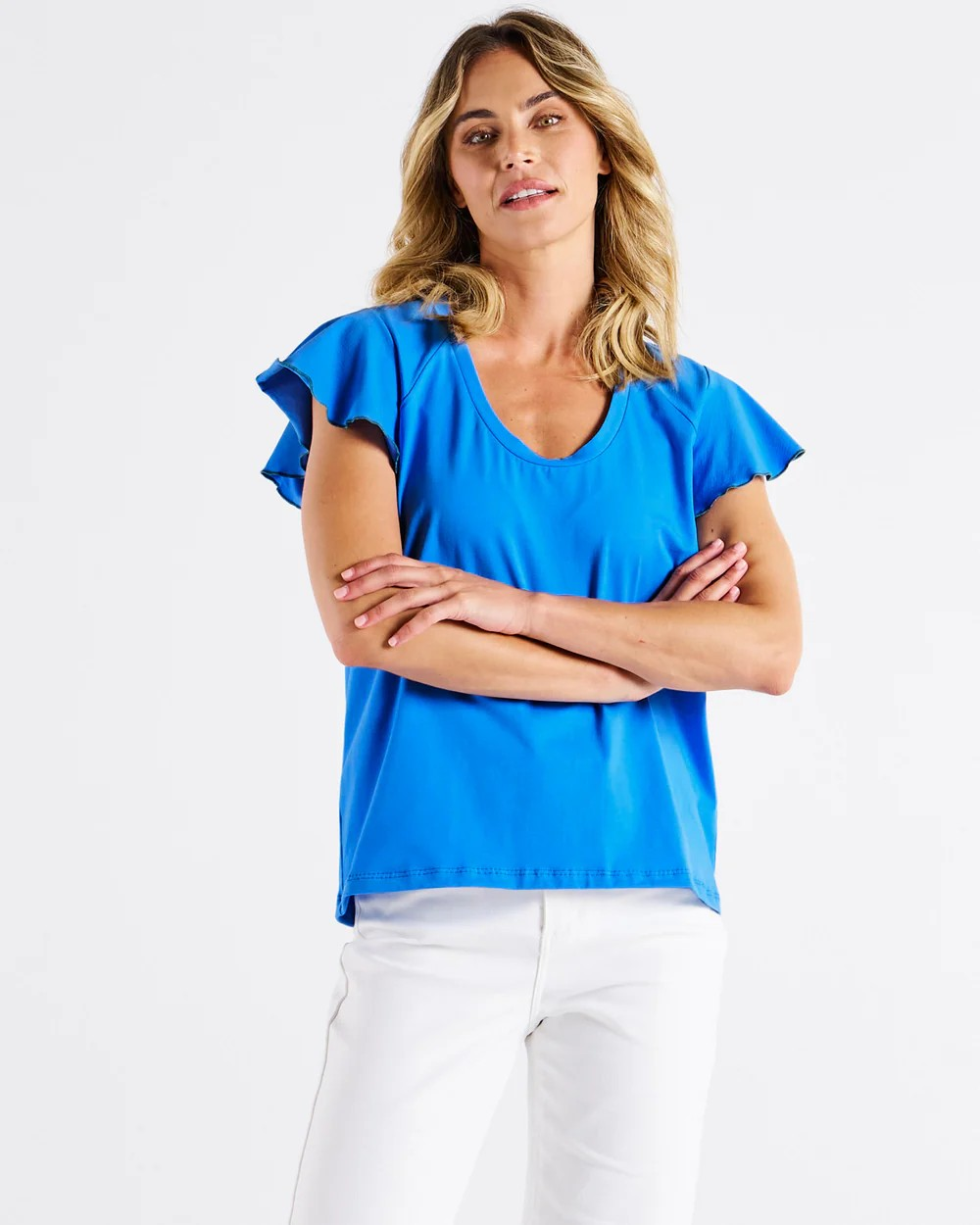 Betty Basics Magnolia Frill Sleeve Top