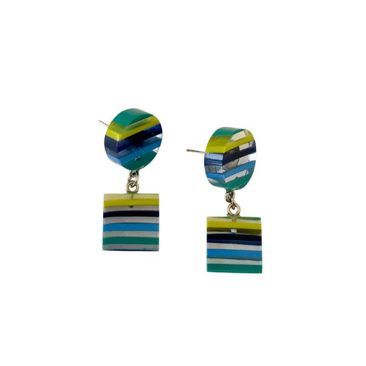 Chromatic Striped Drop Earrings: MULTI