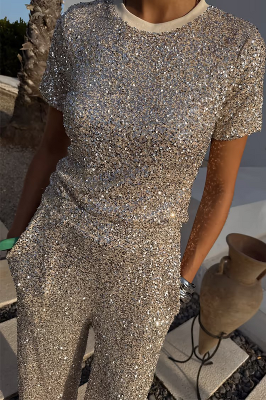 Never Fully Dressed Silver Sequin T Shirt