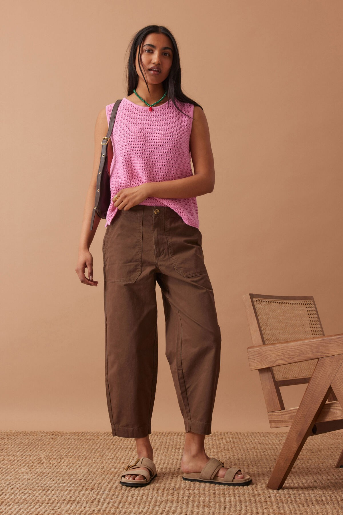 Ceres Life Margot Mesh Knit Tank - Hibiscus Pink