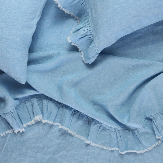 Society of Wanderers Powder Blue Linen Sheets