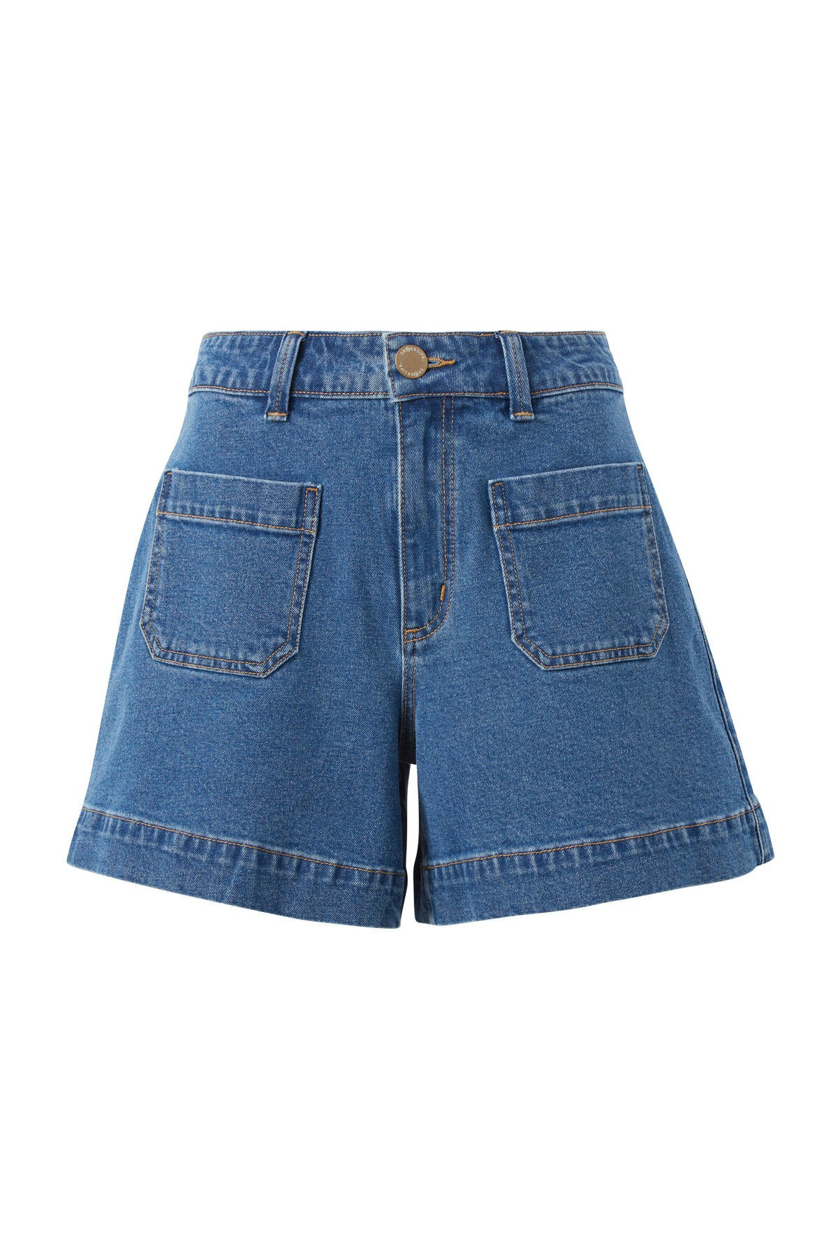 Ceres Life Esther Denim Patch Pocket Short - Fresh Indigo