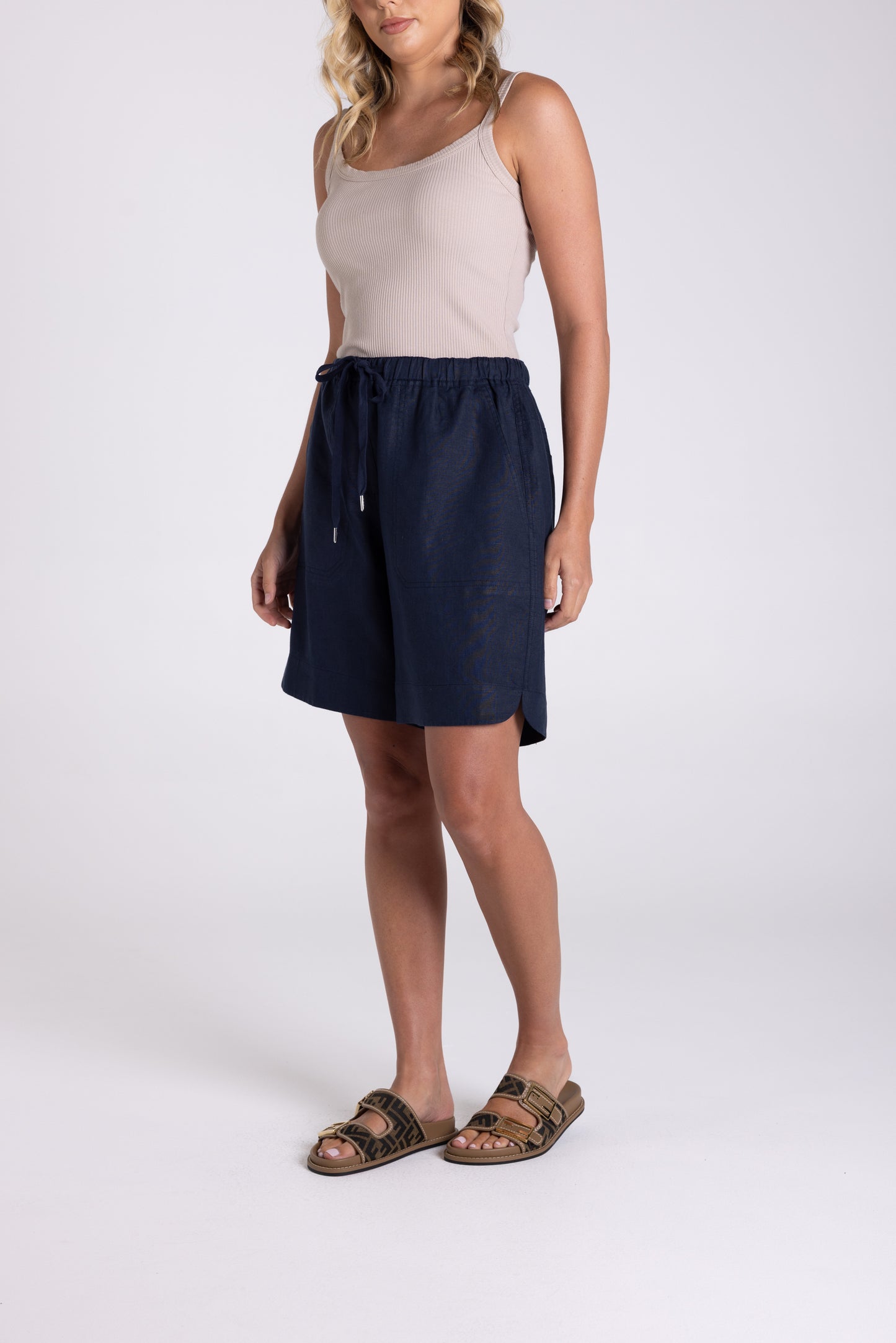 Two T's Linen Short Navy