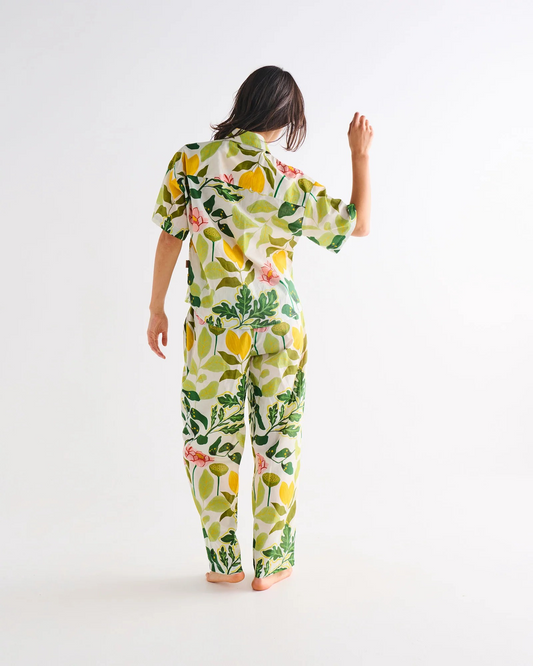 Kip And Co Wander Adult Organic Cotton Short Sleeve Shirt & Pant Pyjama Set