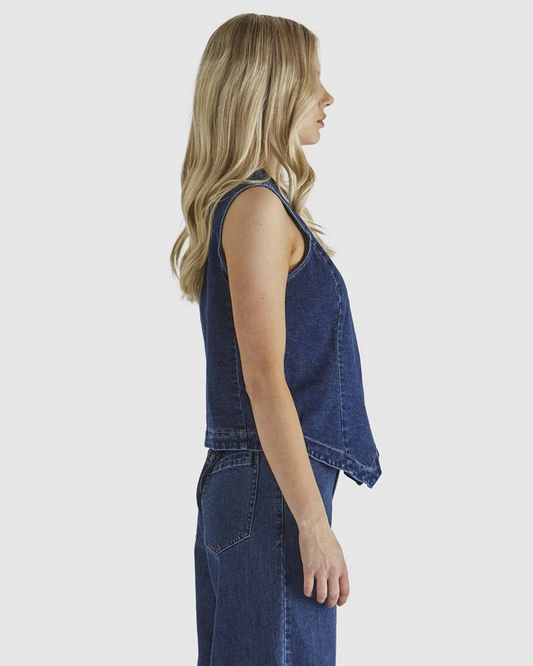 Sass Marza Vest 78 Wash Blue