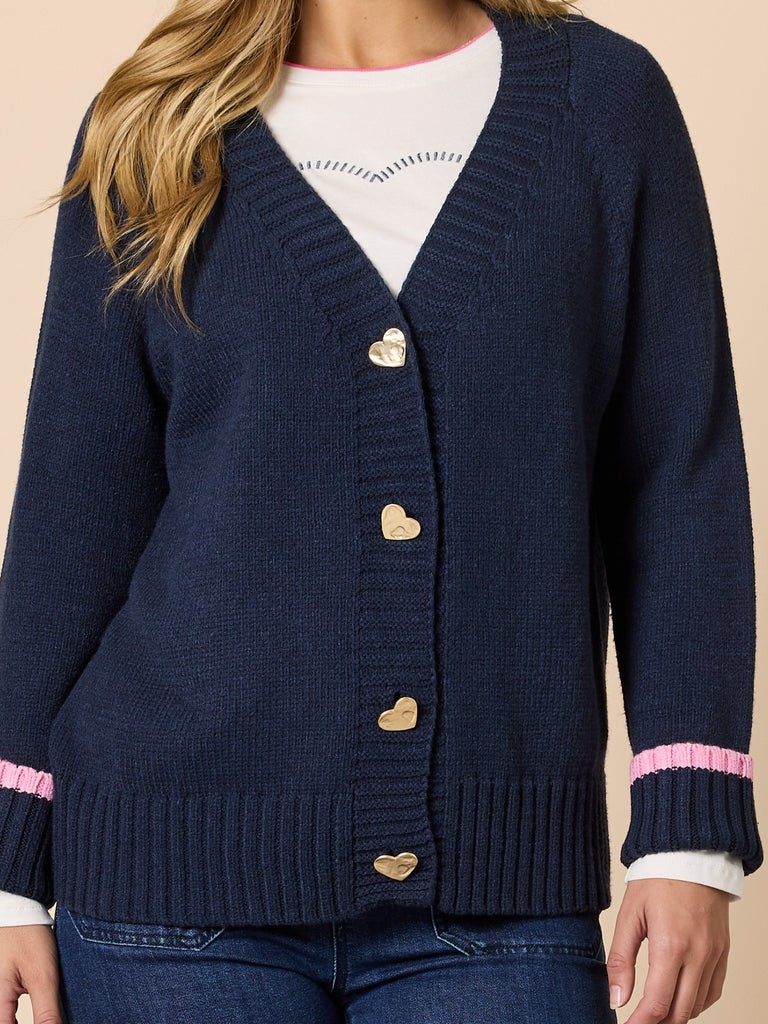 Threadz Back to Love Knit Cardi - Navy