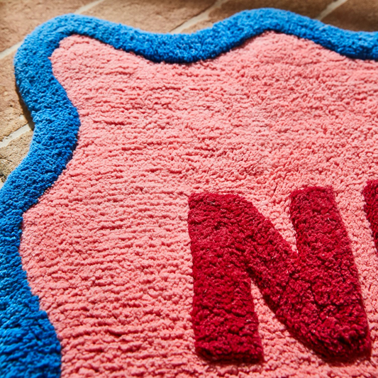 Sage and Clare Amalie Nudie Rudie Bath Mat Pink Red & Blue