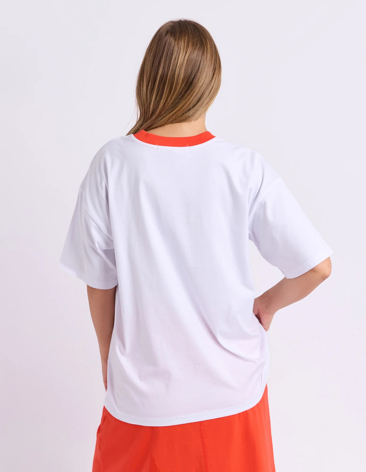 Foxwood Intention Contrast Tee - White/Grenadine