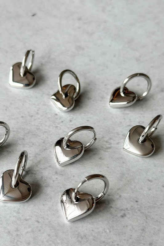 Mosk Melbourne Heart Huggies - 2 Colours chunky hoops earrings silver