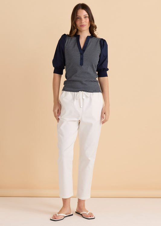 Betty Basics Ralph Rib Top - Navy Stripe