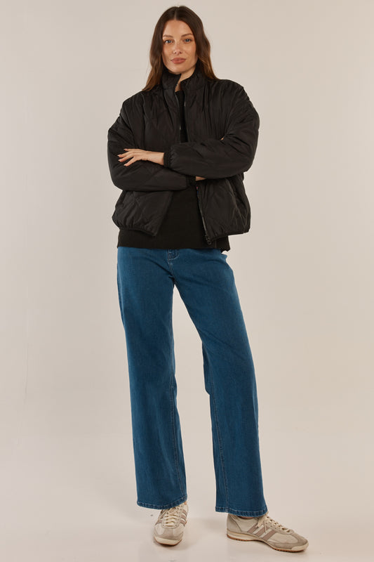 Betty Basics Finch Reversible Jacket - Rainbow Houndstooth/Black