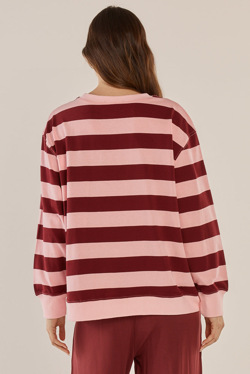 Betty Basics Stazie Sweatshirt - Pink/Red Stripe