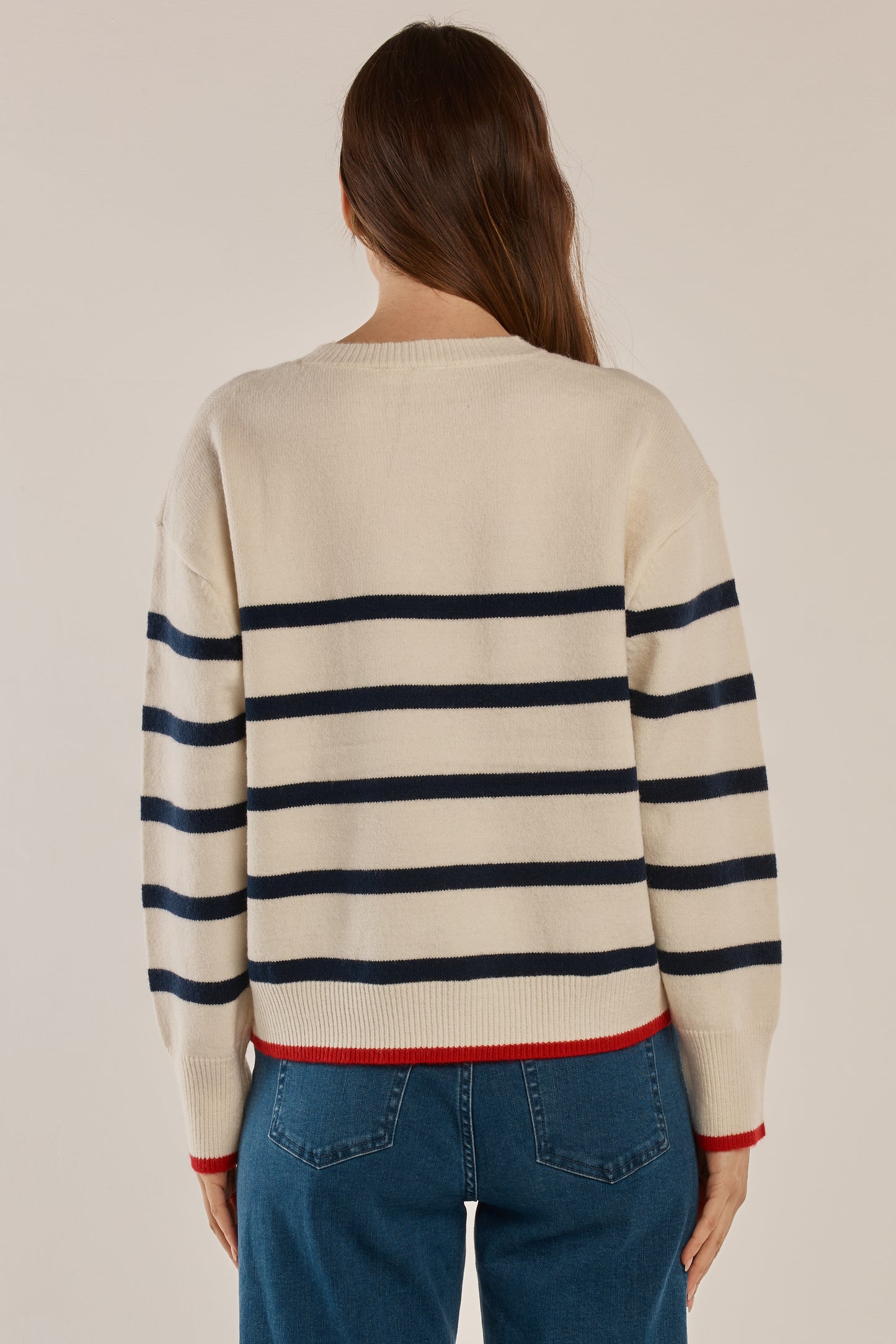 Betty Basics Leonie Knit Sweater - Navy/Off-White Stripe