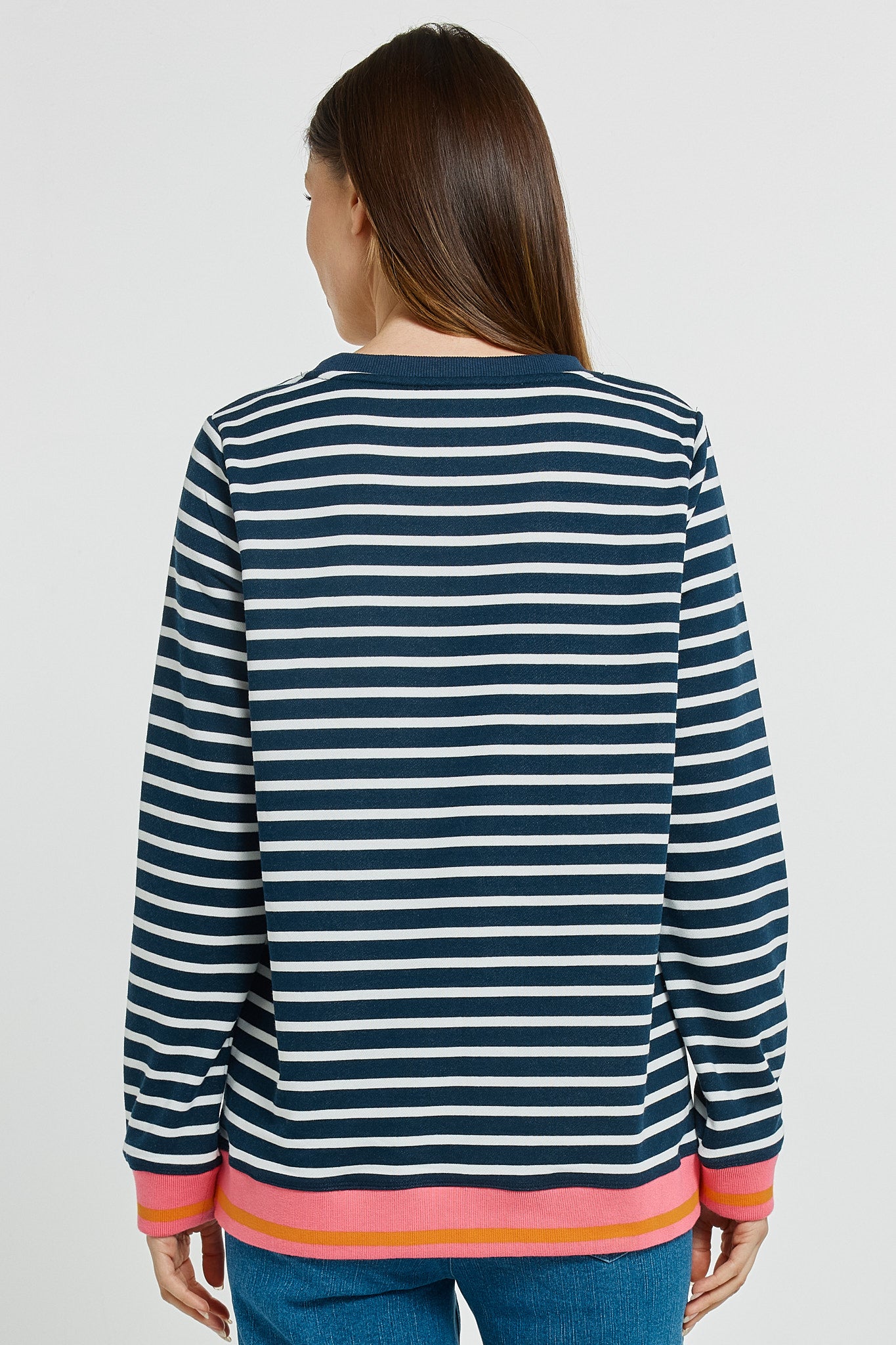 Betty Basics women's striped sweatshirt Navy/White Stripe