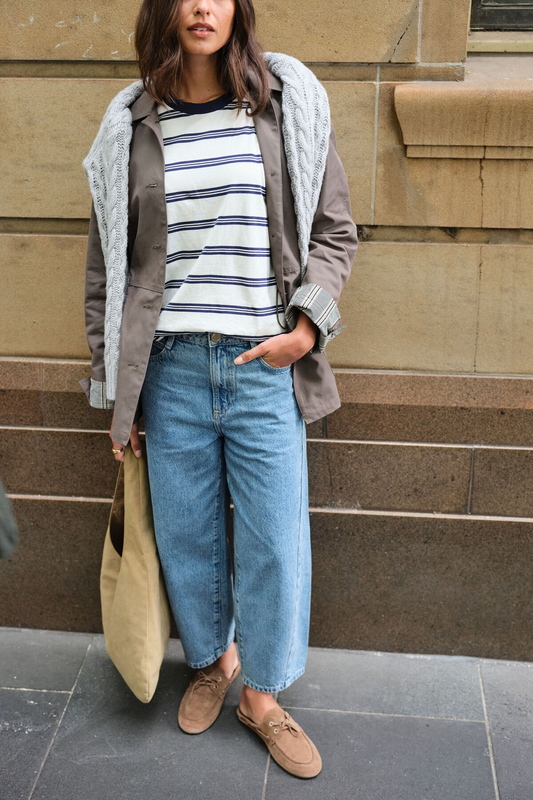 Ceres Life Maggie Tapered Barrel Jean - Mid Vintage Blue