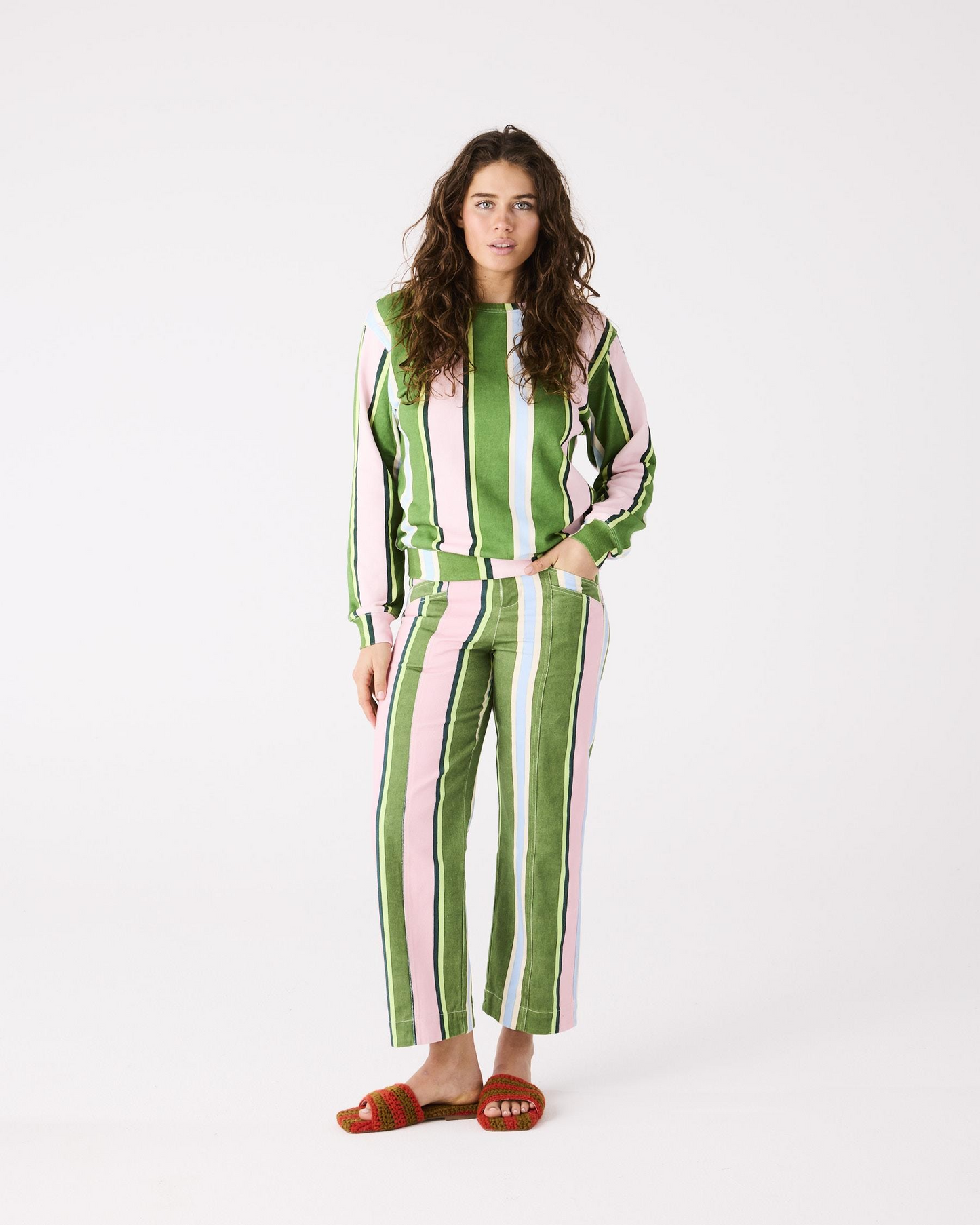 Kip and Co Cactus Stripe Denim Pants