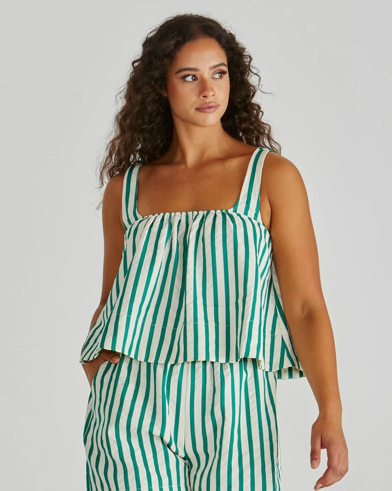 Sass Henri Short Green Stripe