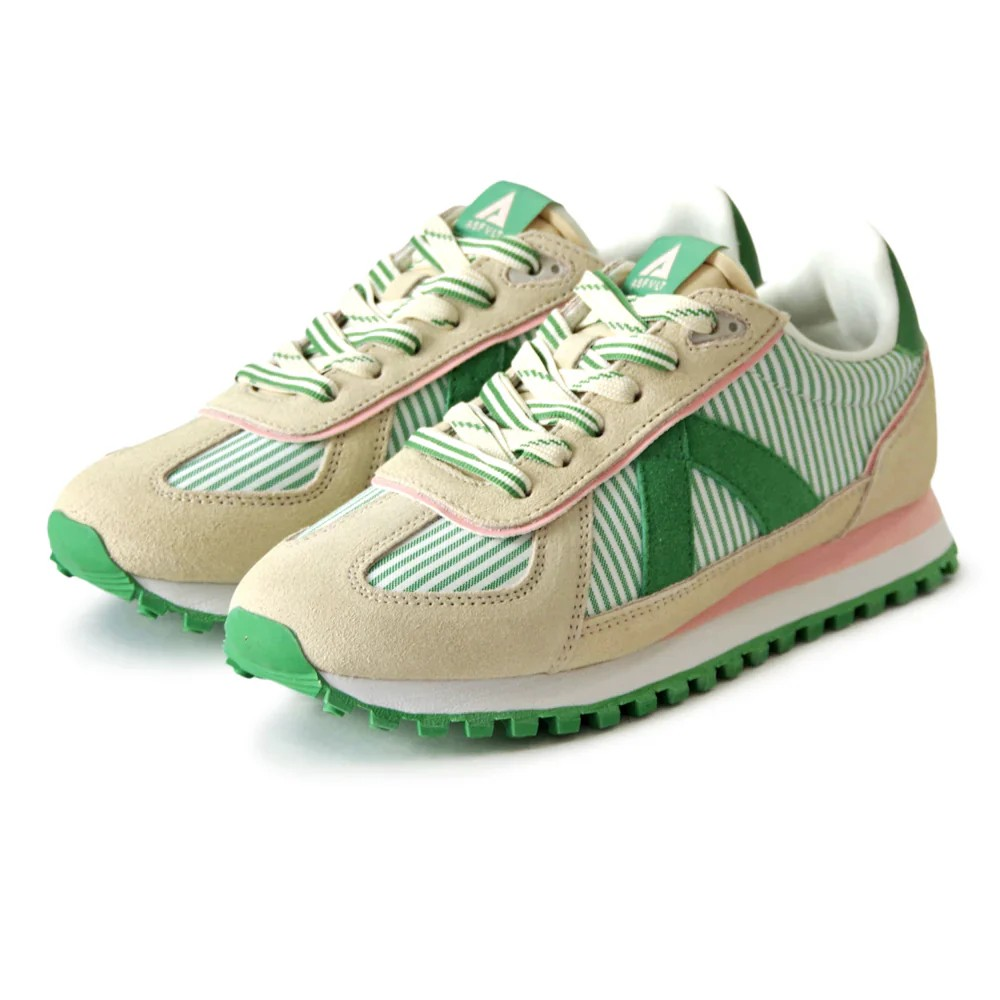 casual streetwear shoes women Australia white and green stripe