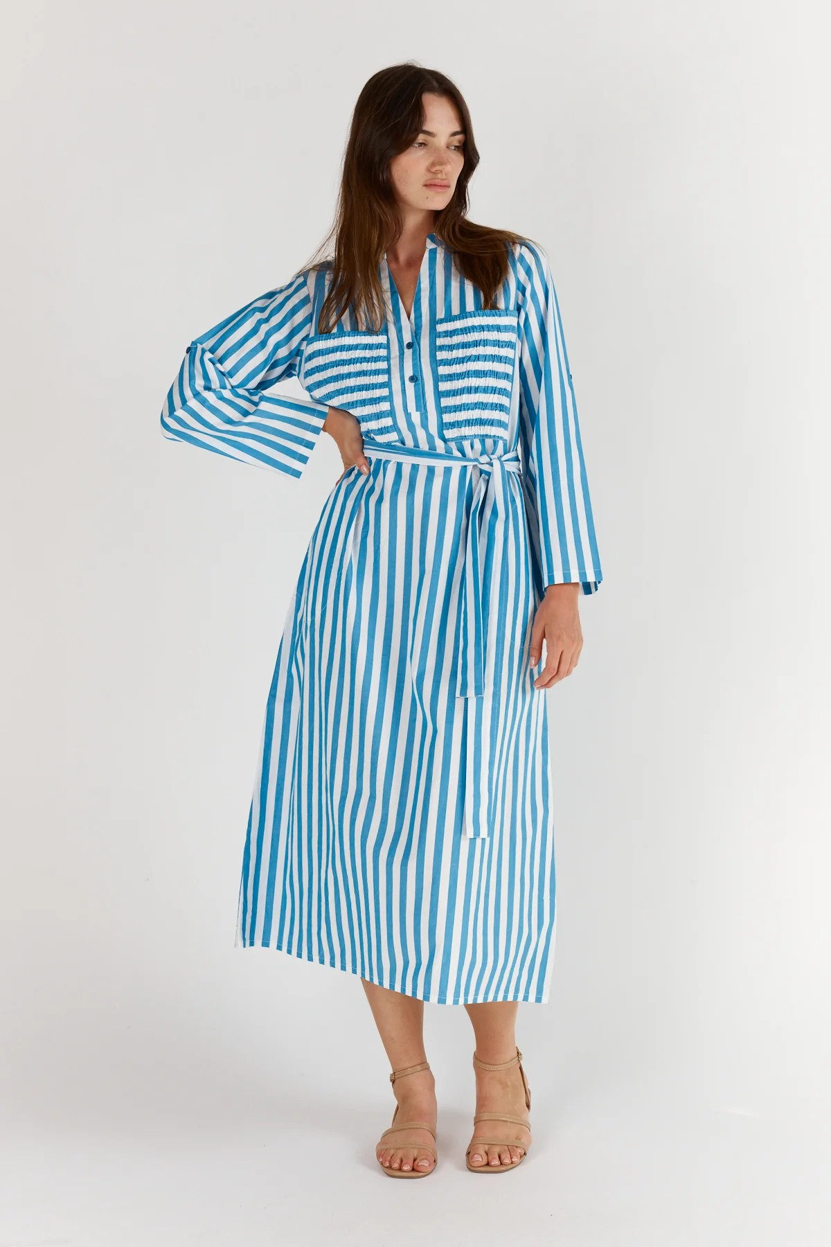 Itami Stripe LS Dress Blue