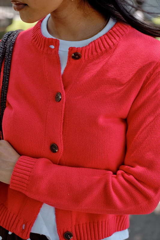 Ceres Life Nelly Long Sleeve Knit Cardi - Fiery Red