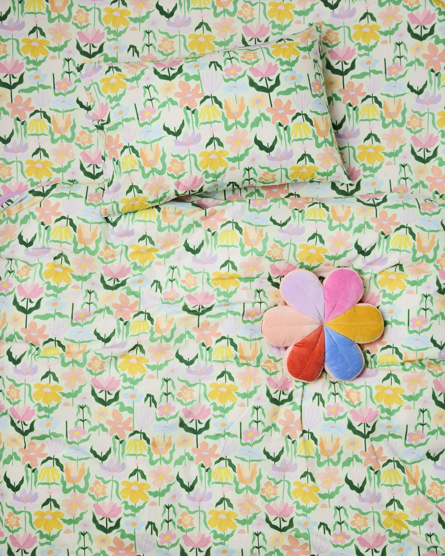 Kip and Co Popping Flowers Green Organic Cotton Sheets