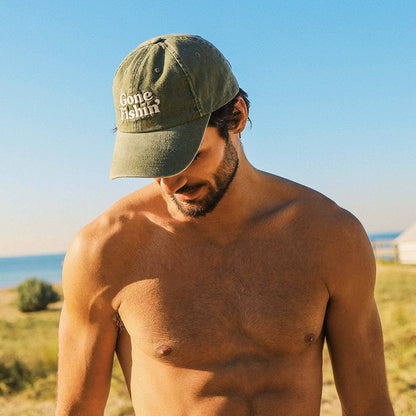 Skwosh Gone Fishin' Cotton Cap in Khaki: Khaki / OS