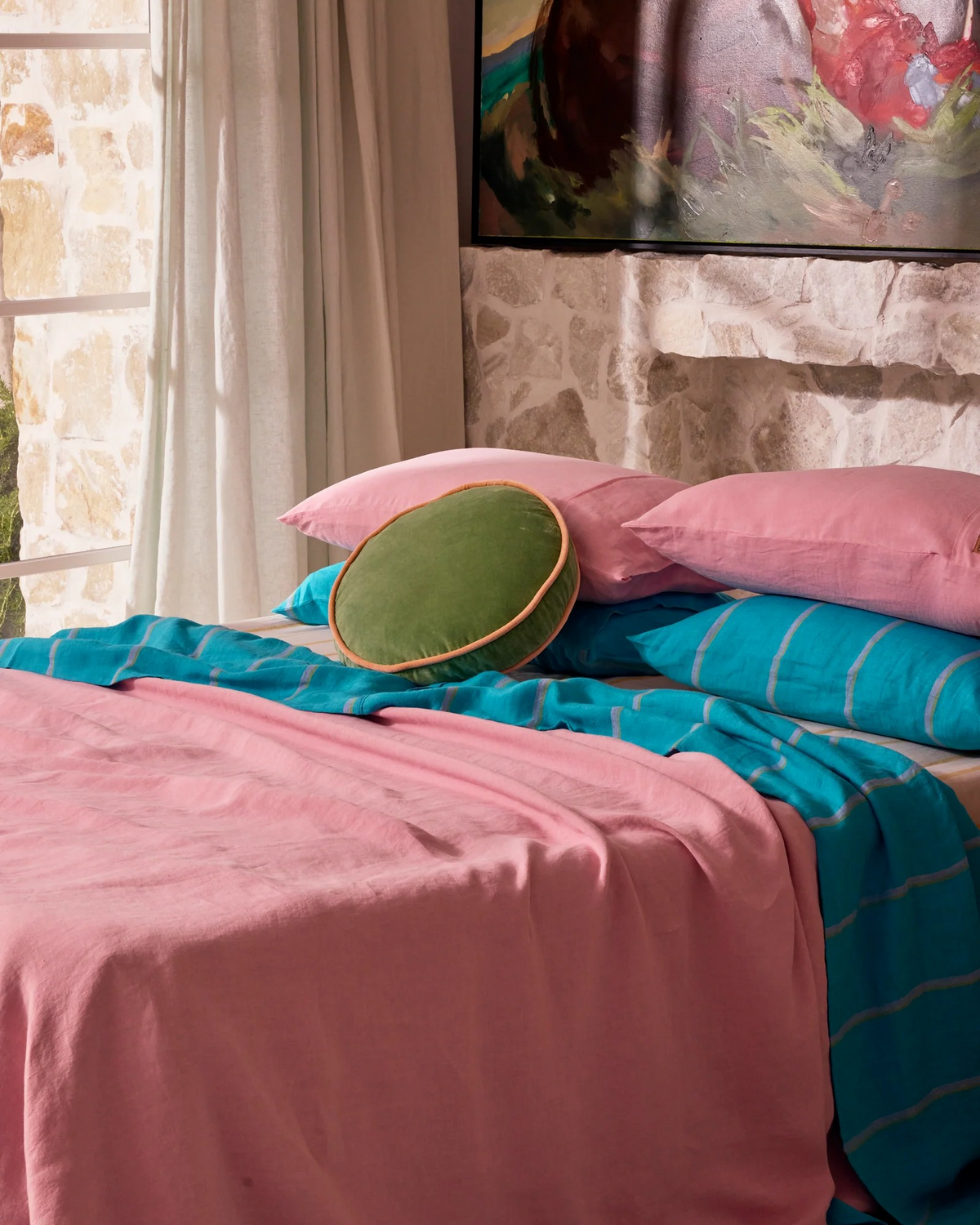 Kip and Co Aegean Stripe Linen Bedding