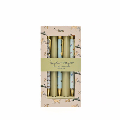 Sophie Allport Gift Pen Set (3) Hen Dog Bee Boxed Ballpoint