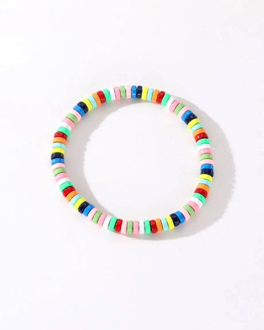 Colourful Enamel Stacking Bracelet Collection in Gold & Silver: Gold Tubey Hot Pink