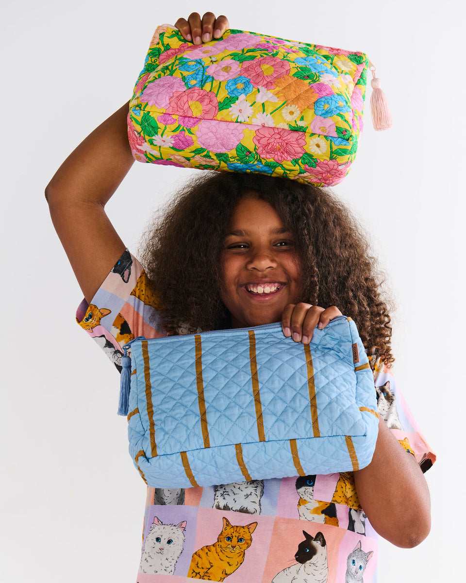 Kip and Co COMO STRIPE QUILTED COTTON TOILETRY PURSE