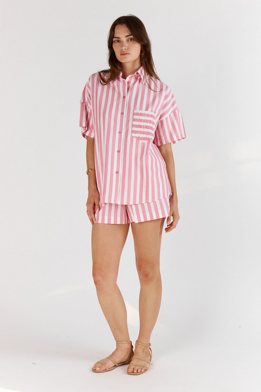 ITAMI Stripe Shirt Pink