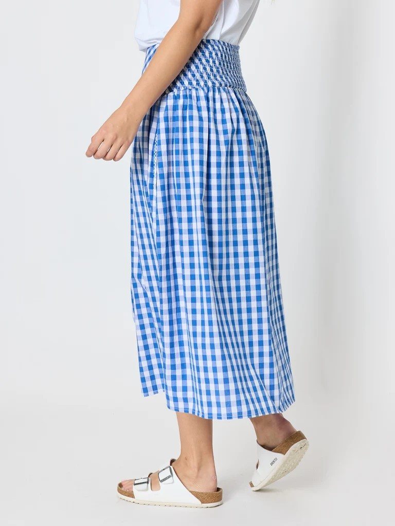Threadz Amalfi Gingham Check Skirt - Azure White