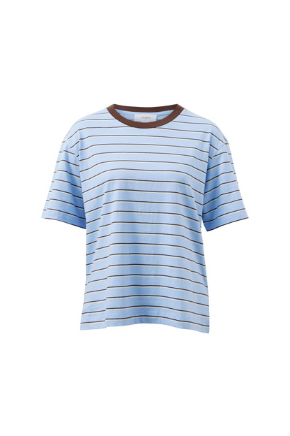 Ceres Life Stevie Slouchy Tee - China blue/Choc butter stripe