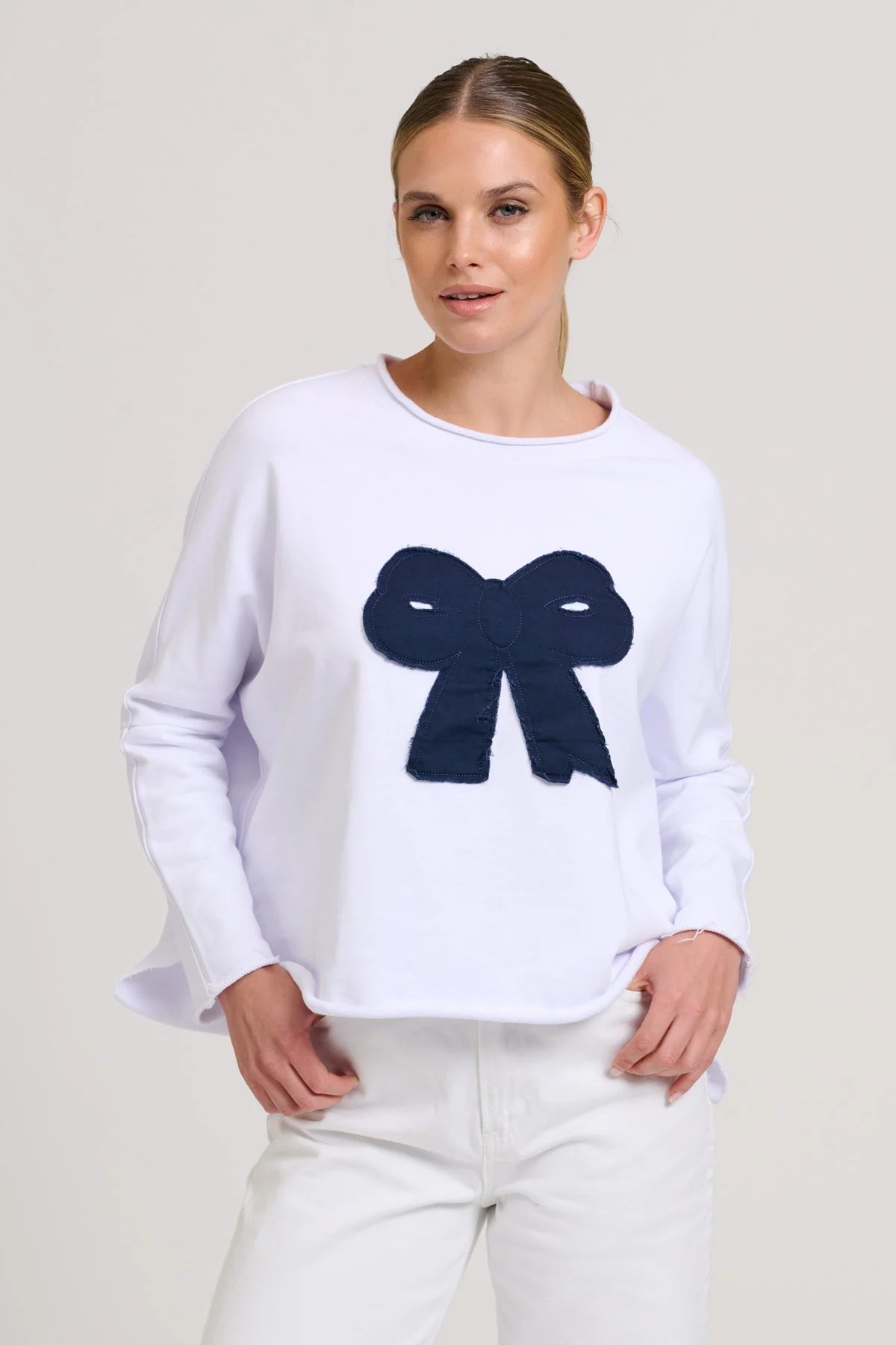 Shirty x EST Raw Sweatshirt Bow - White/Navy