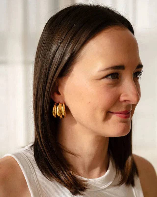 Greenwood Designs Thea Gold Ribbed Hoop Earrings