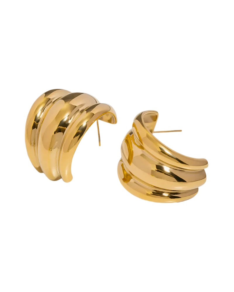 Greenwood Designs Thea Gold Ribbed Hoop Earrings